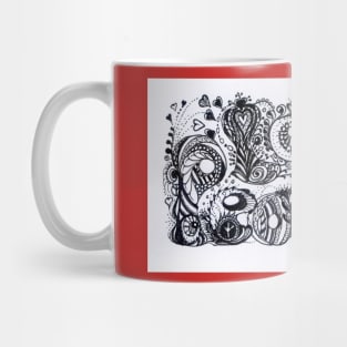 Love and Peace Aussie Tangle in Black and White Mug